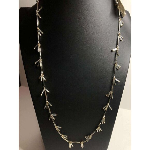 2075 CHICO'S silver tone blue bead dangle drop station necklace 34-36" NEW - Picture 1 of 3